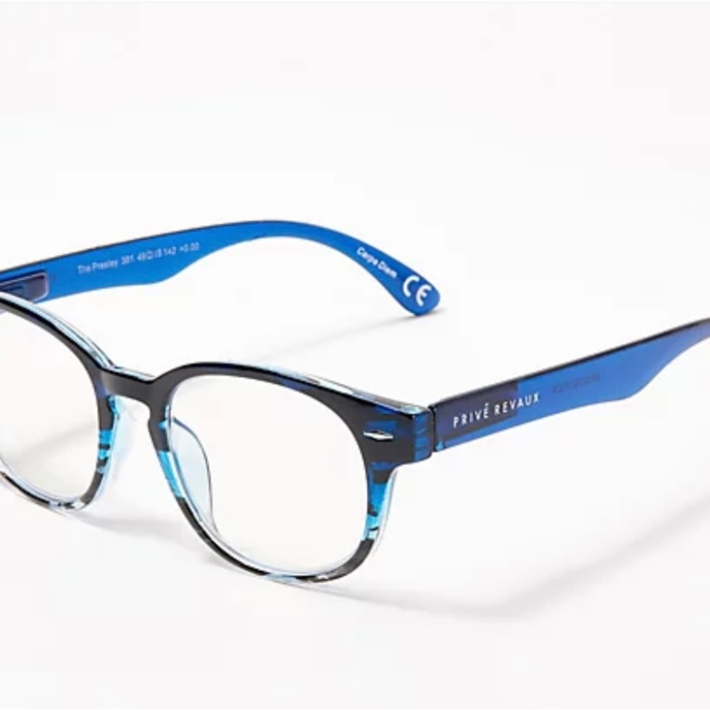 Prive Revaux the Presley blue light readers - strength 0.  Color - navy horn.